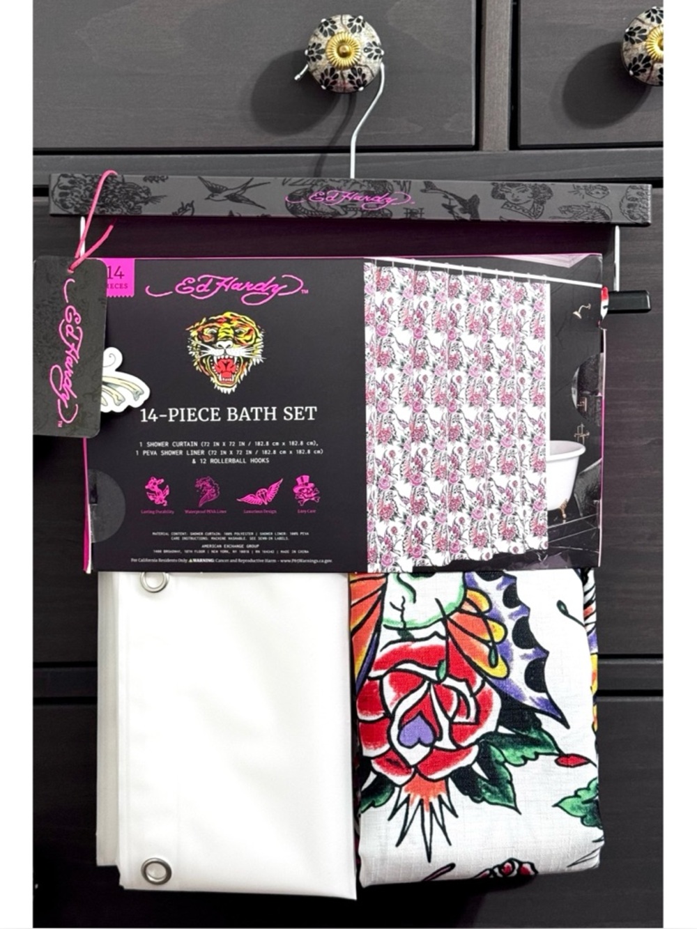 ED HARDY 14-Piece Shower Curtain Set